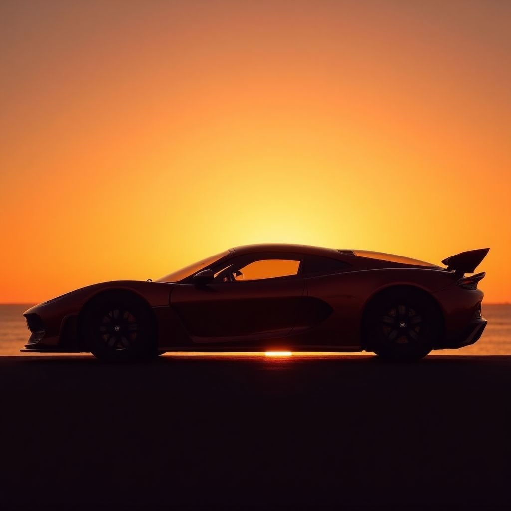 Auto di lusso al tramonto